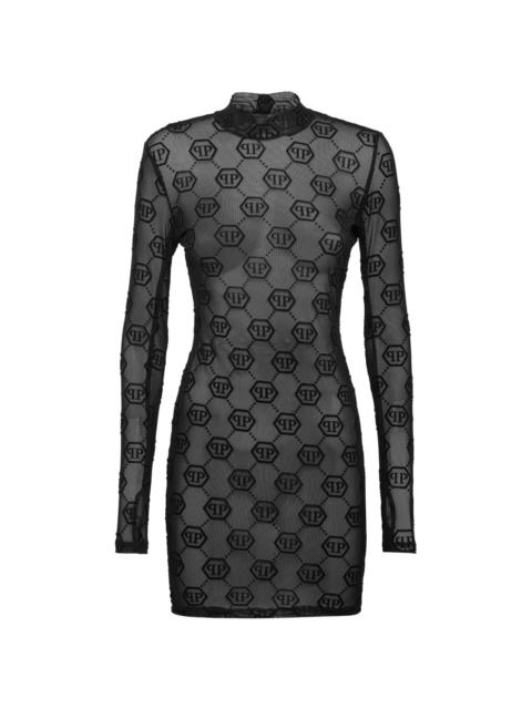 PHILIPP PLEIN monogram tulle dress