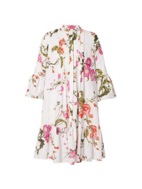 floral-print seersucker shirt dress