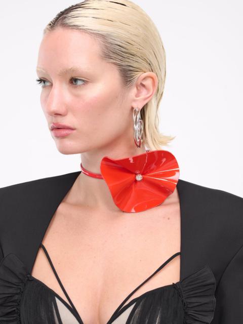 David Koma Patent Leather Flower Choker