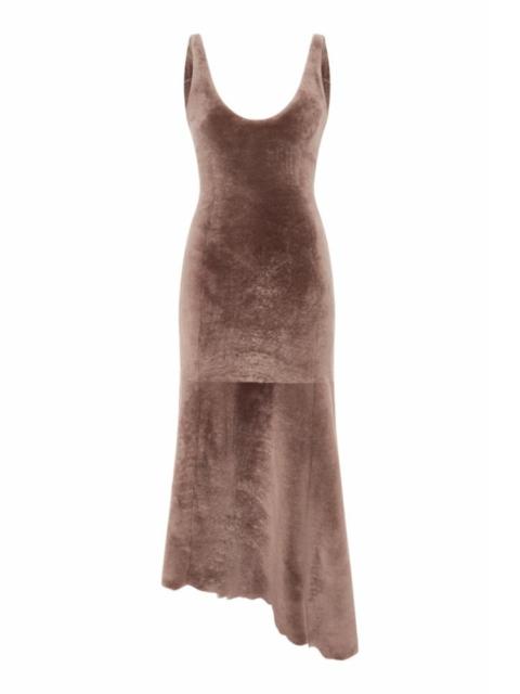 GABRIELA HEARST Lyth Raw Cut Dress in Mocha Shearling
