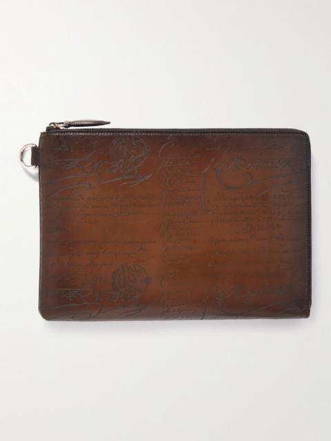 Berluti Nino Scritto Venezia Leather Pouch Brown