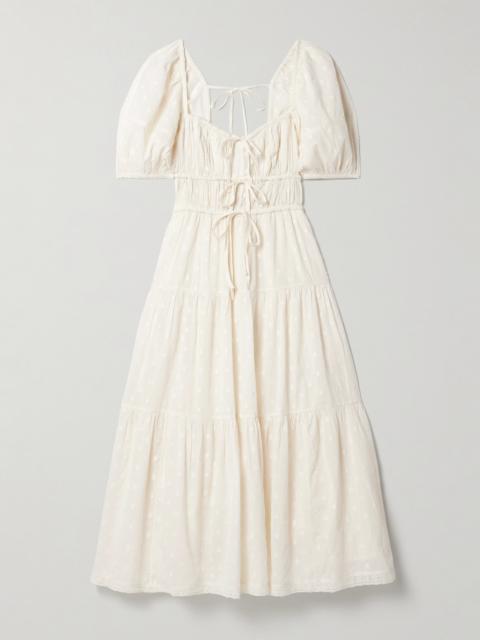 ULLA JOHNSON Palma Crochet-trimmed Fil Coupé Cotton-voile Midi Dress