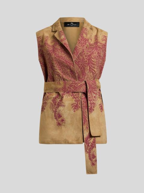 Etro SUEDE WAISTCOAT WITH PLACED PRINT