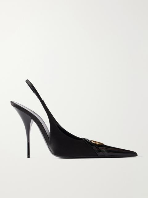 SAINT LAURENT Louis 110 Embellished Patent-leather Slingback Pumps