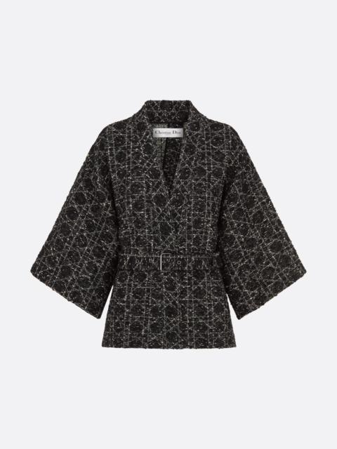 ジャケット Dior Palto Macrocannage Cotton Blend Tweed Blazer Macrocannage Cropped Jacket Black and White Cotton-Blend