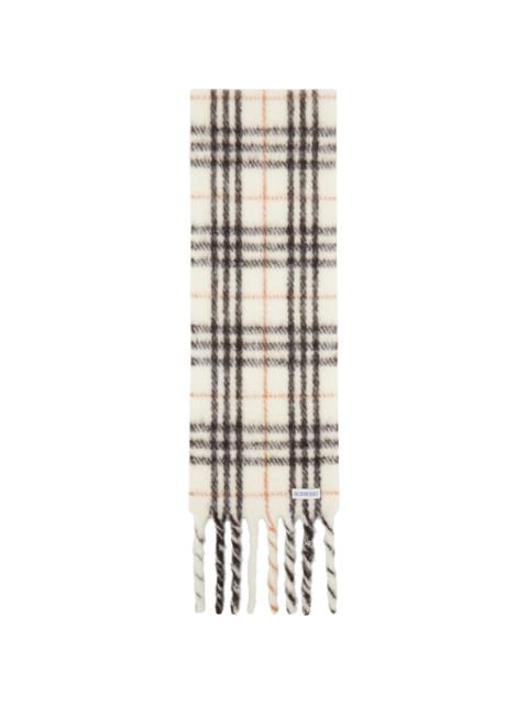 Burberry White & Black Small Check Scarf