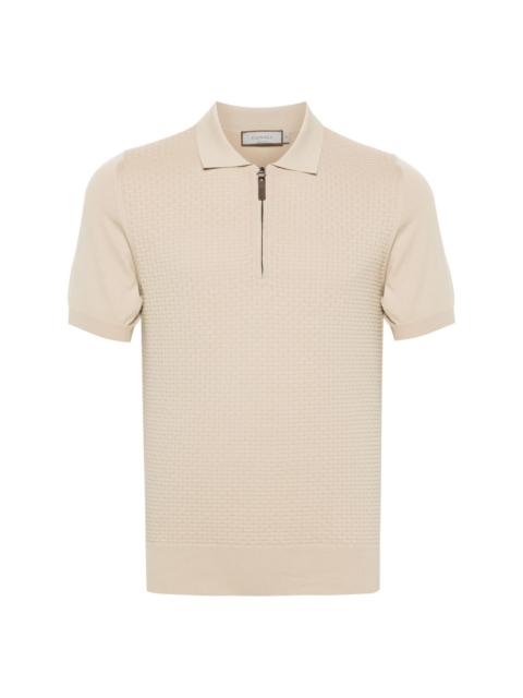Canali zip-up cotton polo shirt
