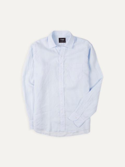 Drake's Light Blue Linen Spread Collar Shirt