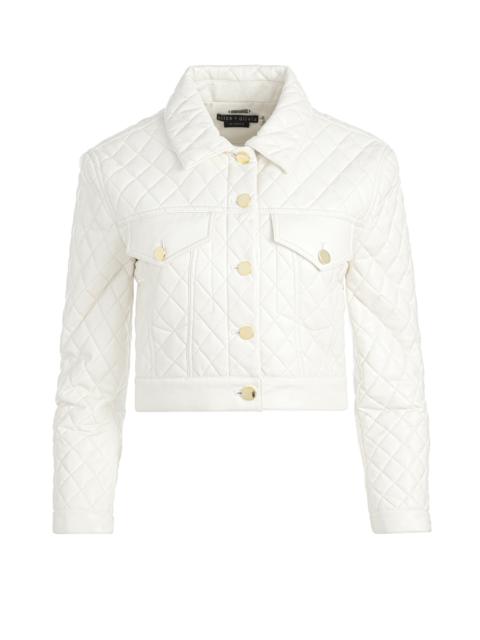 Alice + Olivia CHLOE QUILTED VEGAN LEATHER CROPPED JACKET