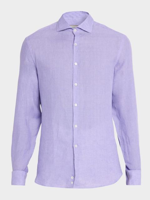Canali Men's Solid Linen Sport Shirt