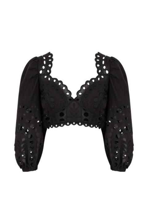 Charo Ruiz Luna embroidered smocked blouse
