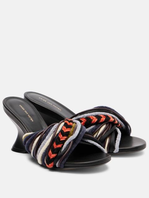 Dries Van Noten 75 braided wedge mules