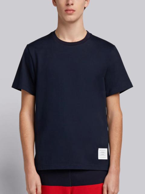 Thom Browne Navy Medium Weight Jersey Side Slit Relaxed Fit Tee