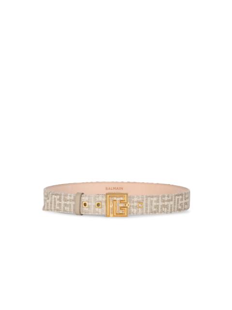 Balmain PB Belt in monogrammed raffia