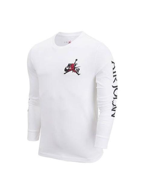 Jordan Men's Air Jordan Logo Printing Round Neck Long Sleeves White T-Shirt DN1447-100