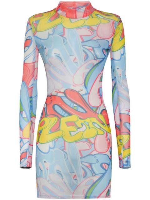 Bombing Graffiti-print mini dress