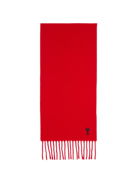 AMI Paris Red Wool Ami de Coeur Scarf