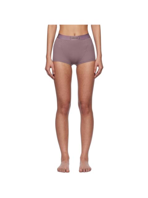 VERSACE Purple 90s Vintage Logo Ribbed Boy Shorts