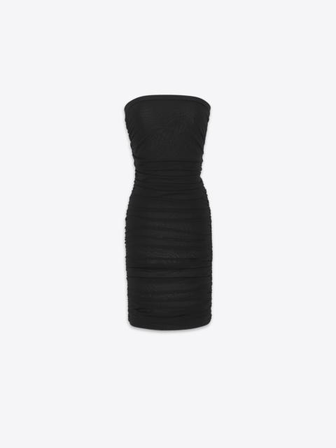 SAINT LAURENT ruched strapless dress in knit