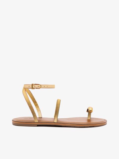 Biarritz Flat Sandal In Gold Metallic Leather