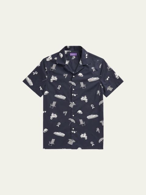 Men's Coastal-Print Camp Shirt