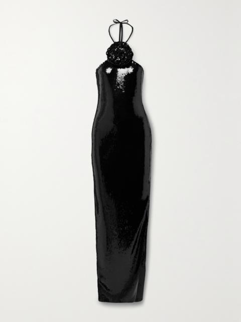 RODARTE Embellished Sequined Tulle Halterneck Gown