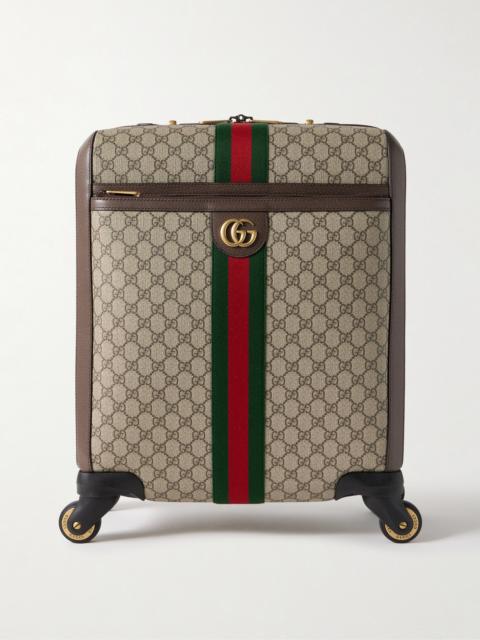 GUCCI Savoy Leather-trimmed Printed Coated-canvas Suitcase