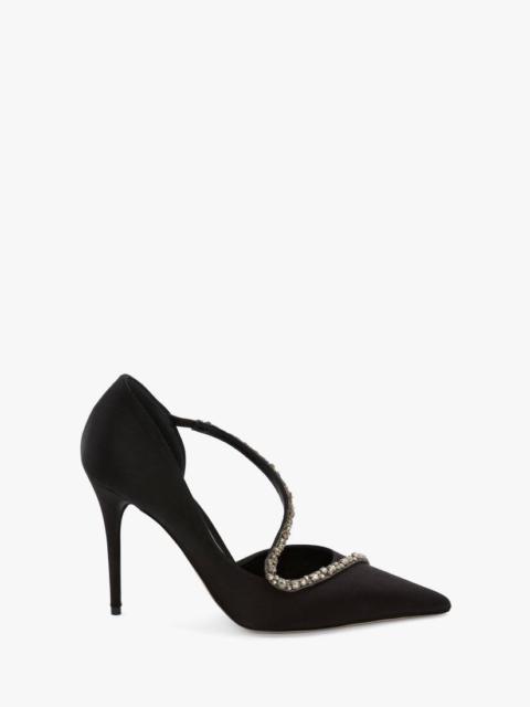 Alexander McQueen Embroidered Evening Pump in Black/crystal