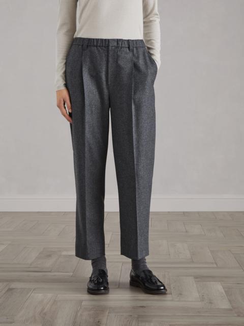 Brunello Cucinelli Virgin wool and cashmere flannel baggy trousers