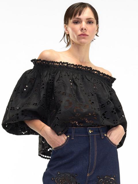 CYNTHIA ROWLEY Eva Embroidered Linen Blouse