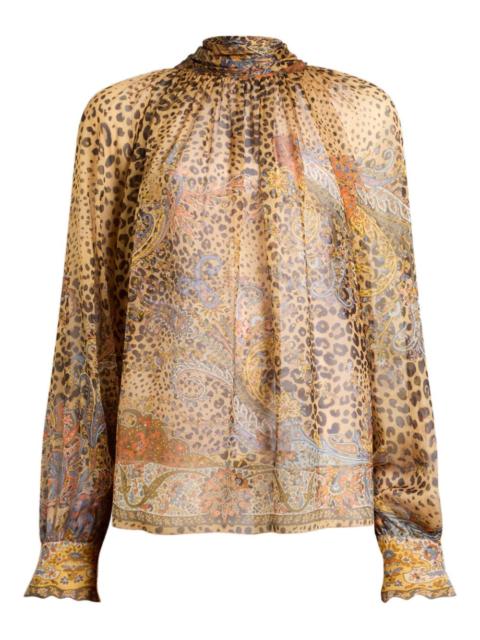 Etro scarf paisley animal silk top
