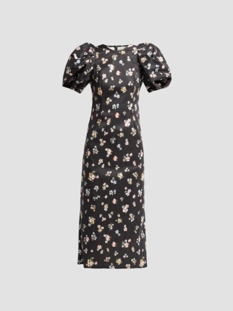 KIKA VARGAS Women's Anja Floral Taffeta Crewneck Midi-Dress - Midnight