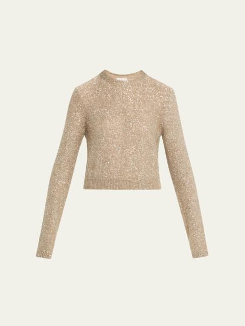 Brunello Cucinelli Wool Mohair Pailette Crewneck Sweater