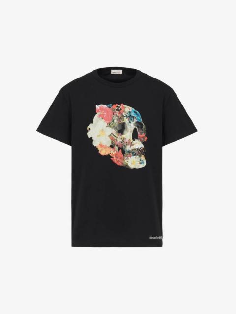 Men's Floral Skull T-shirt in Black/multicolor