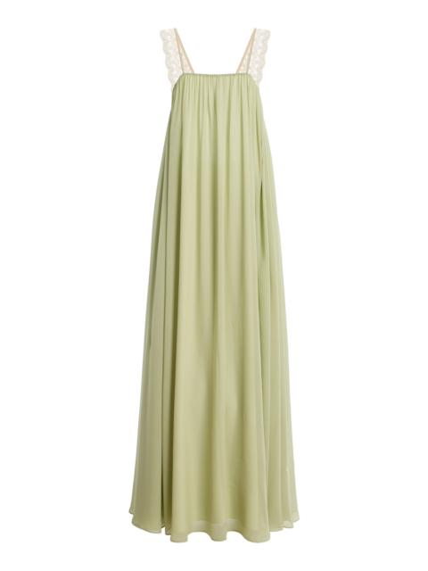 De La Vali Exclusive Carmela Chiffon Maxi Dress green