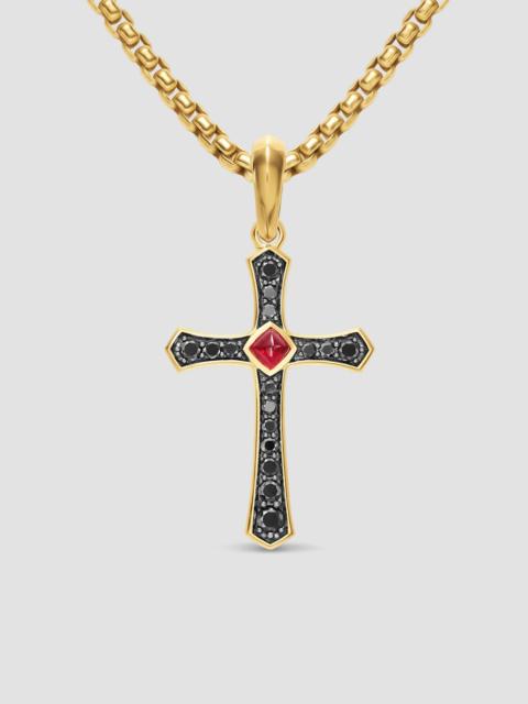 DAVID YURMAN Men's Knife Edge Cross Amulet in 18K Yellow Gold - Ruby