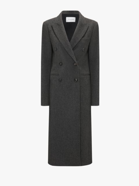 Victoria Beckham Tailored Slim Coat In Grey Melange