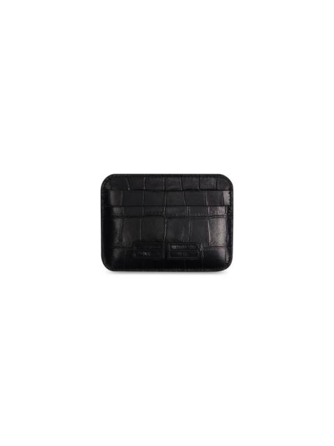 BALENCIAGA Women's Gossip Card Holder Crocodile Embossed in Black