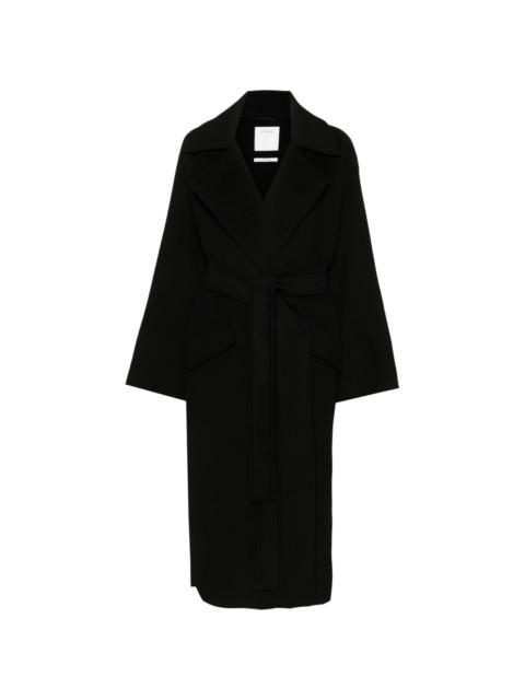 belted felted maxi coat