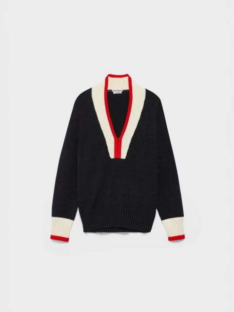 JW Anderson MENS CONTRAST TRIM JUMPER IN BLACK