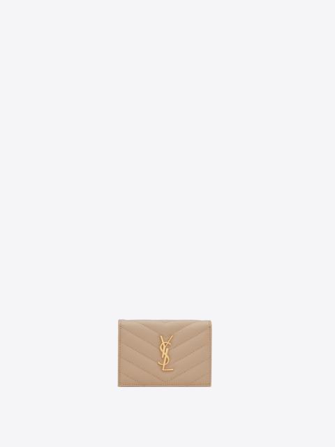 cassandre saint laurent matelasse business card case in grain de poudre embossed leather