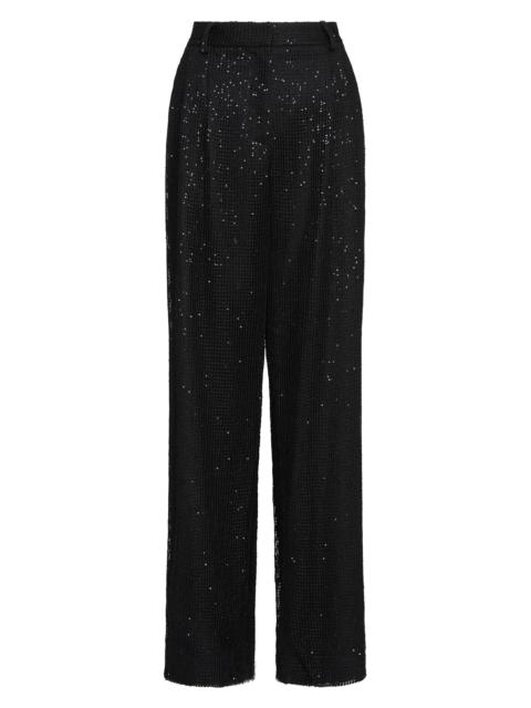 TWP Women's Sulli Sequined Stretch-Wool Wide-Leg Pants - Black