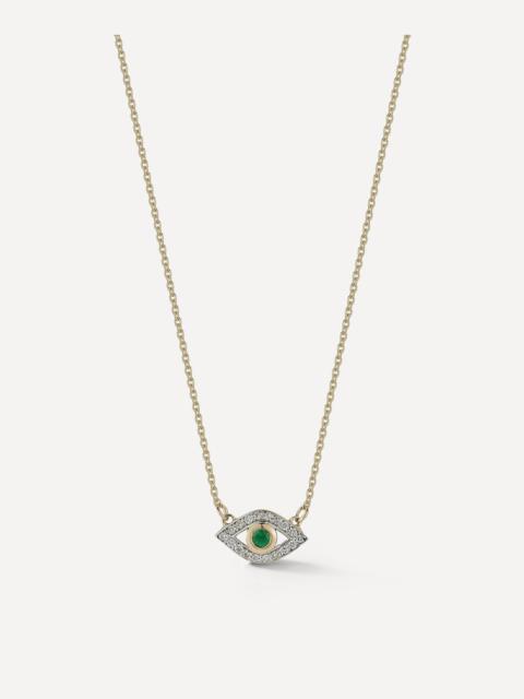MATEO 14ct Gold Emerald Evil Eye Pendant Necklace