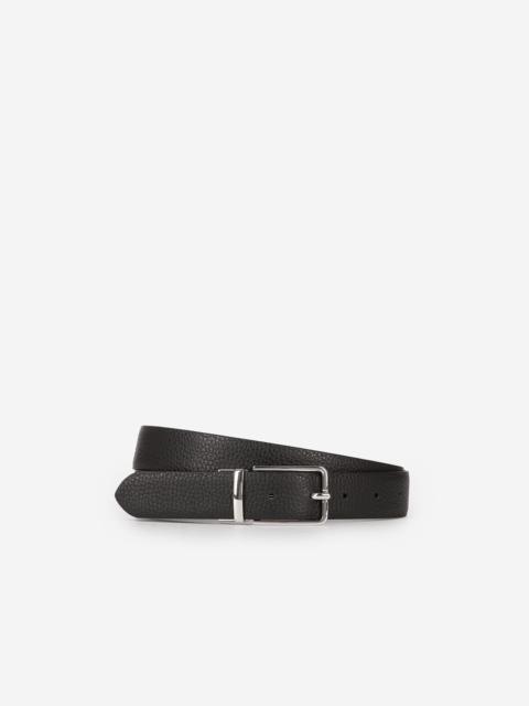 The Kooples REVERSIBLE BELT IN BLACK GRAINED LEATHER