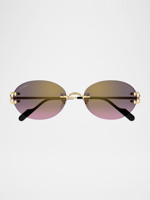 Cartier Rimless Metal Round Sunglasses