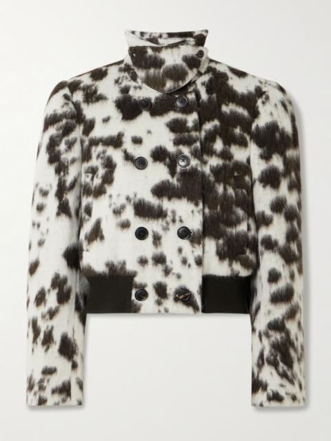 Dries Van Noten Cow-print wool-blend double-breasted jacket Leopard print