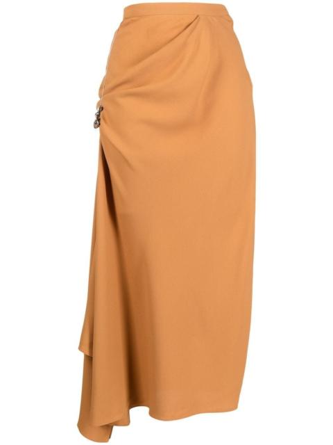 high-waisted ruched midi skirt