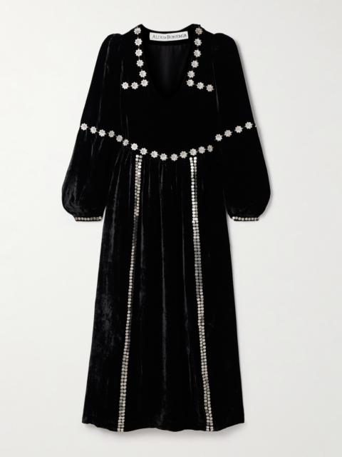 ALIX OF BOHEMIA Imogen Sabel Embellished Velvet Midi Dress