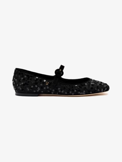 Larroudé Blair Ballet Flat In Black Sequins