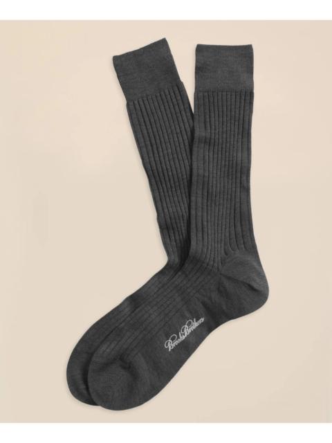 Brooks Brothers Merino Wool Ribbed Crew Socks